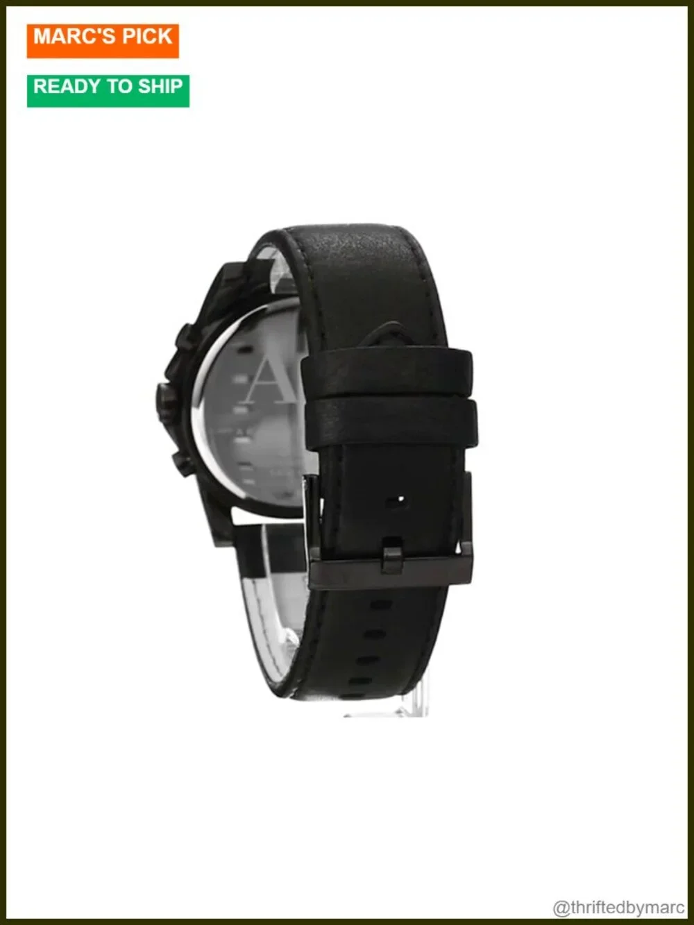 Stainless Steel Chronograph Leather Strap Watch 45mm